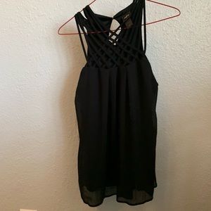 black crossy neck tank